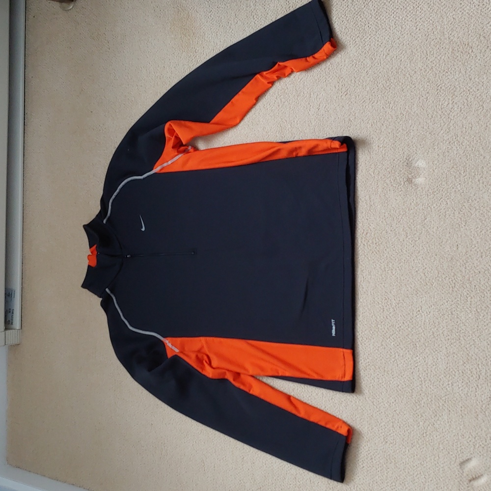 Nike Fit Black and Orange 1/4 Zip Pullover, Men's Size Medium